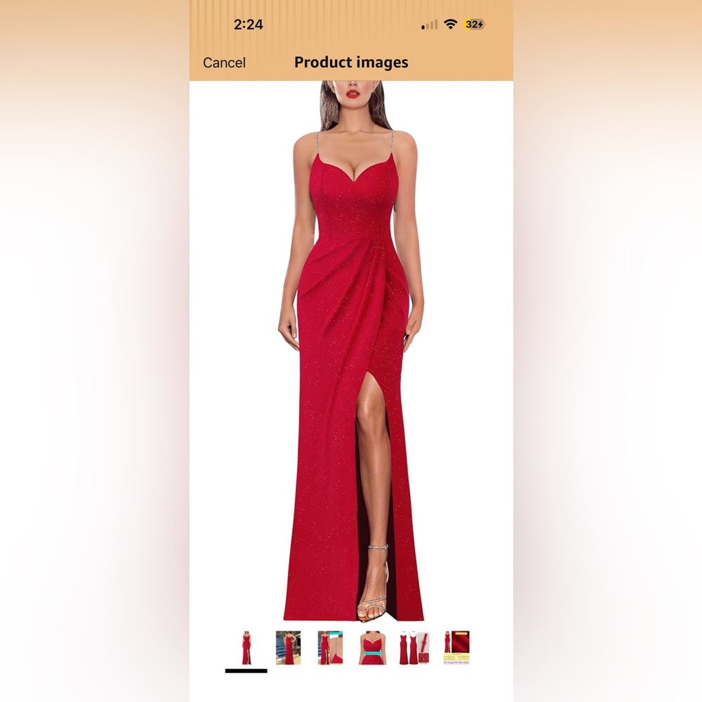 Red Evening Gown with Side Slit